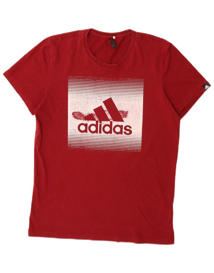 Adidas Mens Graphic T-Shirt Top Medium Red Cotton