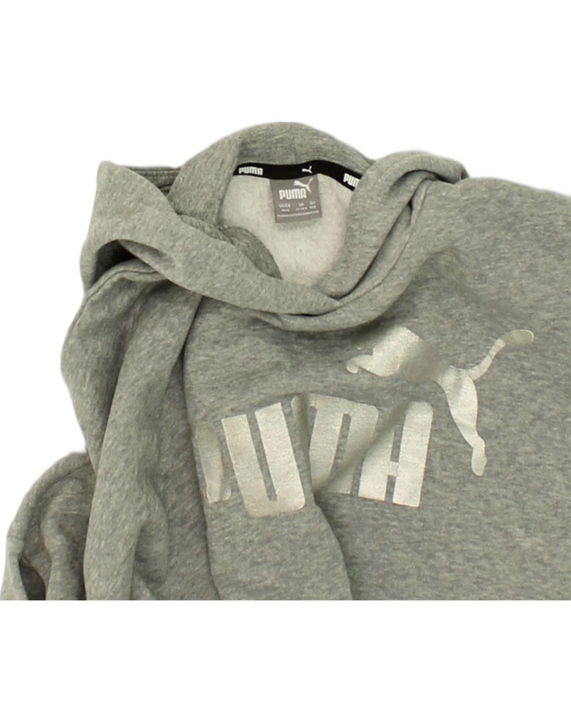 PUMA Girls Oversized Graphic Hoodie Jumper 11-12 Years Grey Cotton | Vintage Puma | Thrift | Second-Hand Puma | Used Clothing | Messina Hembry 