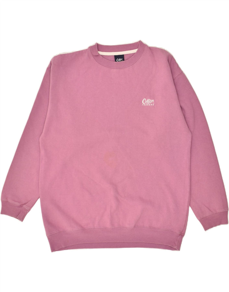 COTTON TRADERS Mens Sweatshirt Jumper Medium Pink Cotton | Vintage Cotton Traders | Thrift | Second-Hand Cotton Traders | Used Clothing | Messina Hembry 