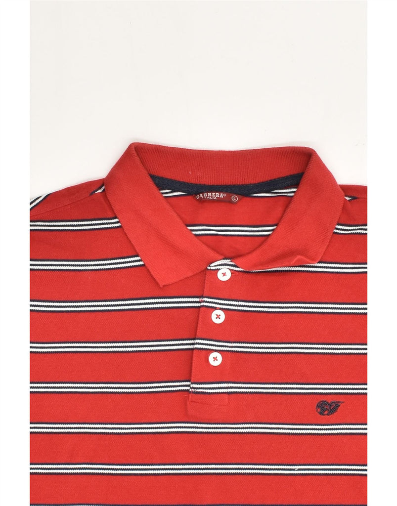 CARRERA Mens Polo Shirt Large Red Striped Cotton | Vintage Carrera | Thrift | Second-Hand Carrera | Used Clothing | Messina Hembry 