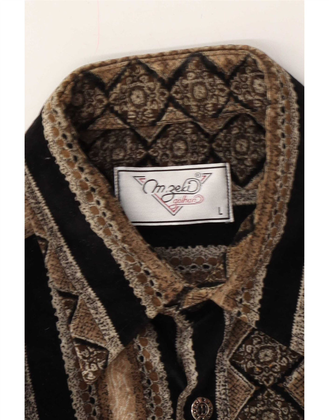 Vintage Mens Shirt Large Brown Striped