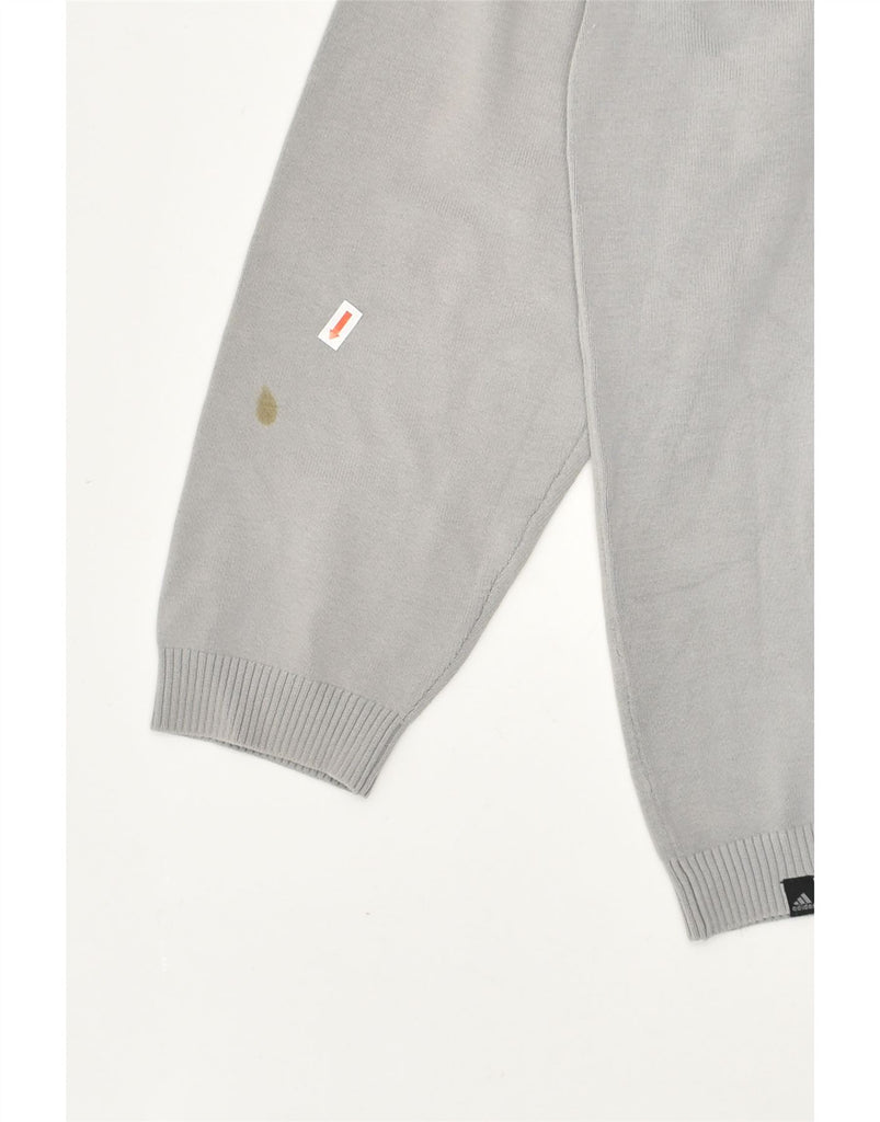 ADIDAS Mens V-Neck Jumper Sweater XL Grey Colourblock Cotton | Vintage Adidas | Thrift | Second-Hand Adidas | Used Clothing | Messina Hembry 