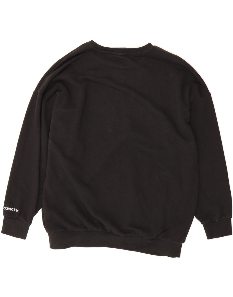 ADIDAS Womens Graphic Oversized Sweatshirt Jumper UK 6 XS  Black Cotton Vintage Adidas and Second-Hand Adidas from Messina Hembry 