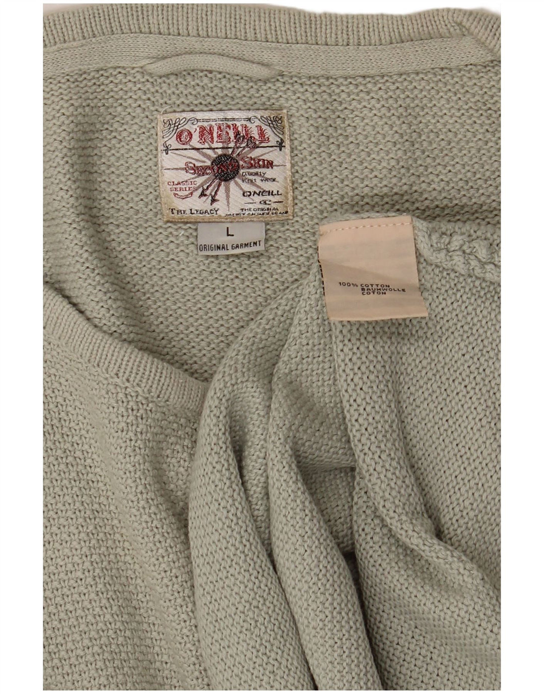 O'Neill Mens Boat Neck Jumper Sweater Large Khaki Cotton