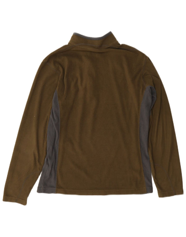 Columbia Mens Zip Neck Fleece Jumper Small Khaki Colourblock Polyester