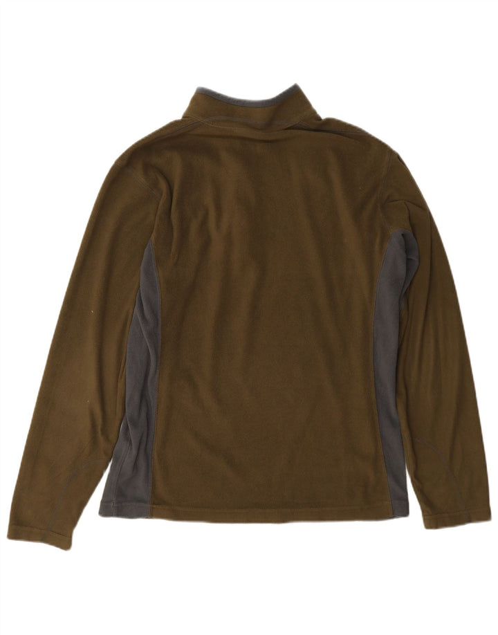 Columbia Mens Zip Neck Fleece Jumper Small Khaki Colourblock Polyester