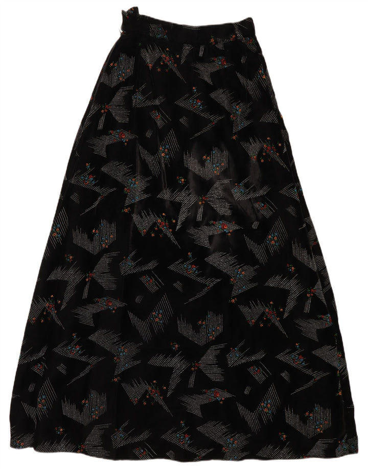 VINTAGE Womens High Waist Maxi Skirt W24 XS Black Floral