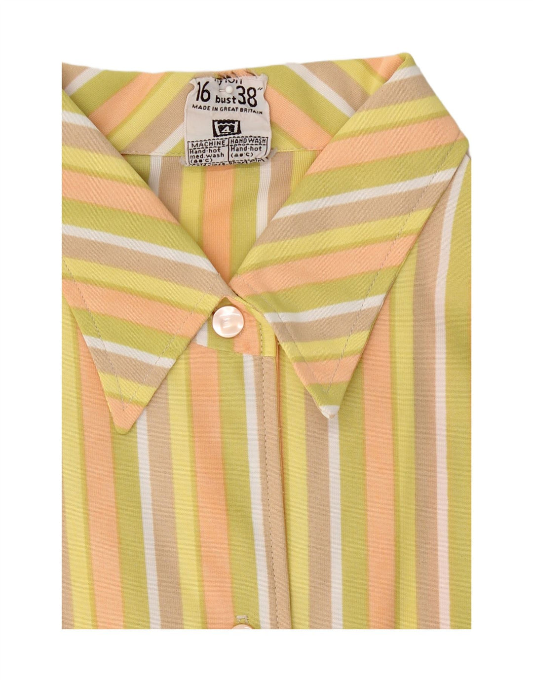 VINTAGE Womens Shirt UK 16 Large  Yellow Striped Vintage Vintage and Second-Hand Vintage from Messina Hembry 