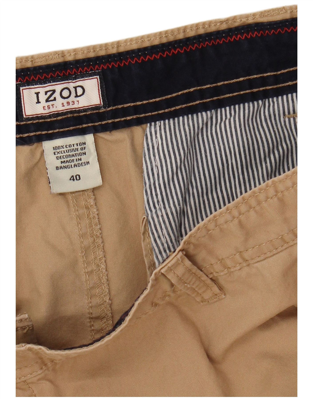 Izod Mens Cargo Shorts W40 XL Beige Cotton