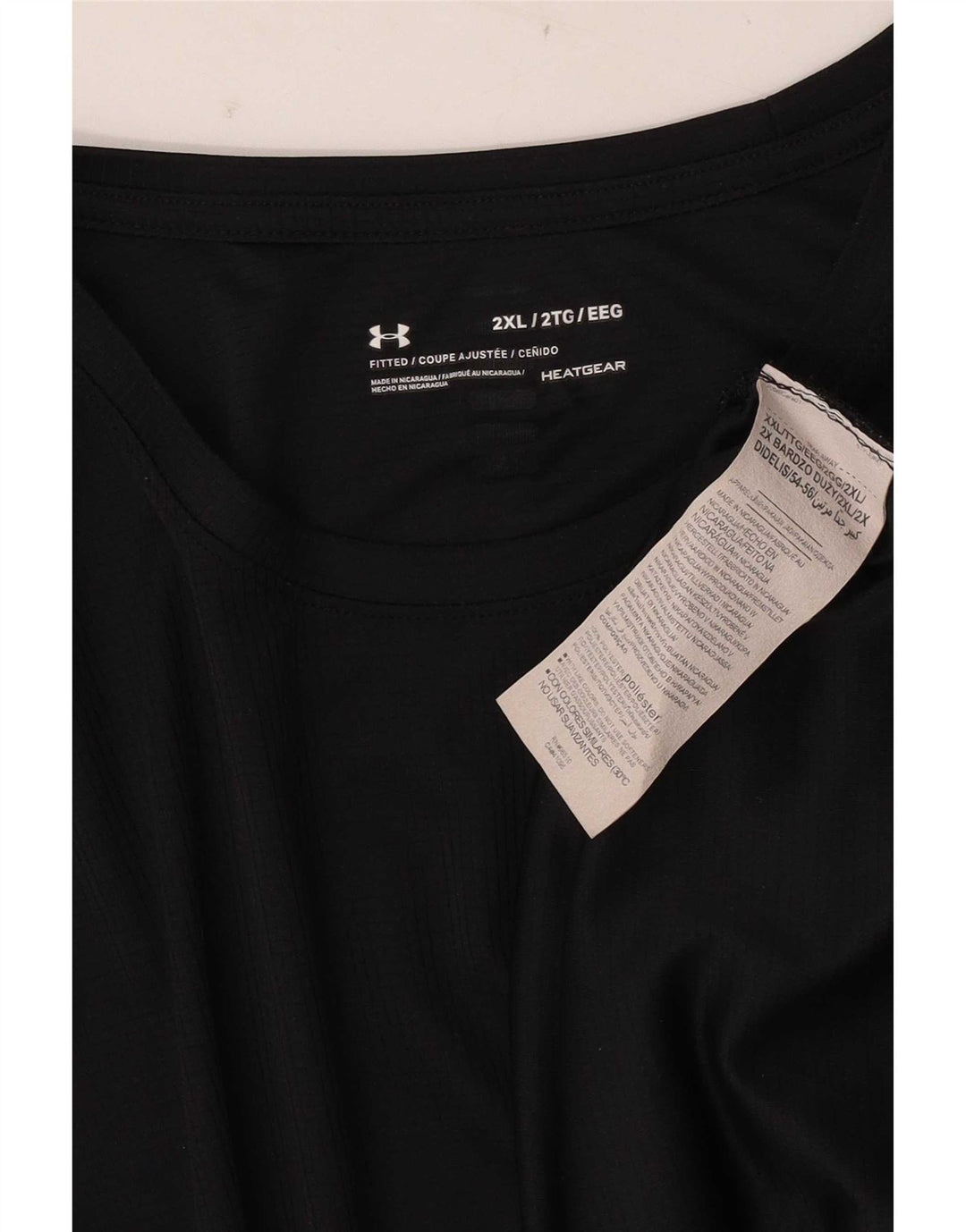 Under Armour Mens Heat Gear T-Shirt Top 2XL Black Polyester