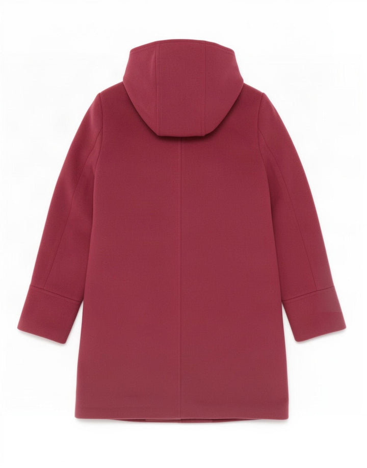 Marks & Spencer Womens Hooded Duffle Coat UK 10 Small Burgundy Polyester