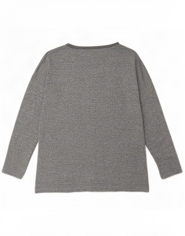 Oasis Womens Top Long Sleeve UK 14 Medium Grey Colourblock Polyester