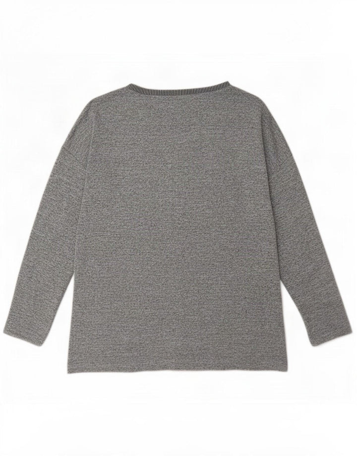 Oasis Womens Top Long Sleeve UK 14 Medium Grey Colourblock Polyester