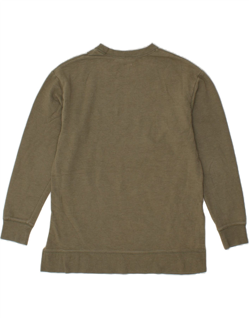 EDDIE BAUER Womens Oversized Sweatshirt Jumper UK 10  Small Khaki Cotton Vintage Eddie Bauer and Second-Hand Eddie Bauer from Messina Hembry 