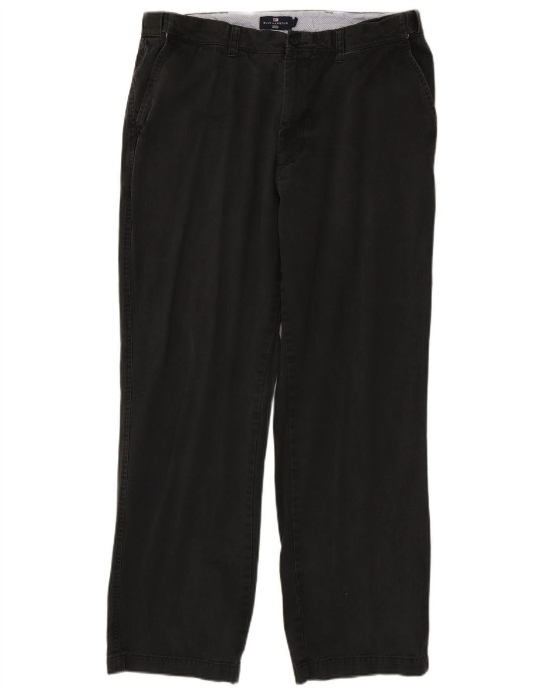 Marks & Spencer Mens Blue Harbour Straight Chino Trousers W38 L30 Black