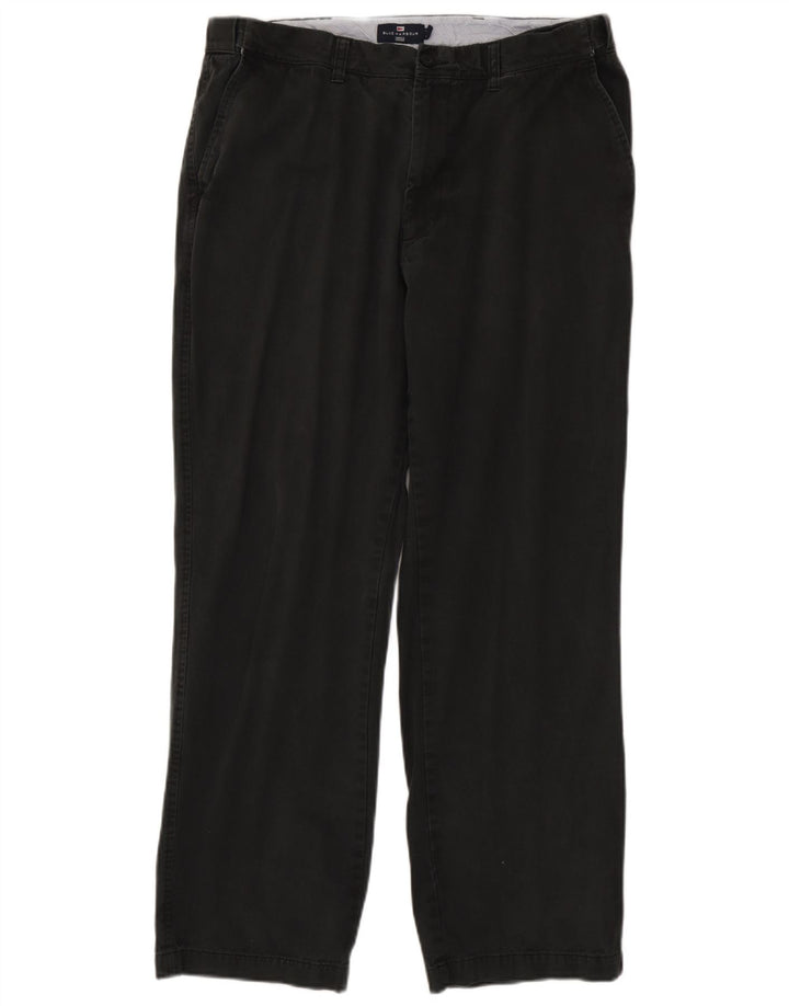 Marks & Spencer Mens Blue Harbour Straight Chino Trousers W38 L30 Black