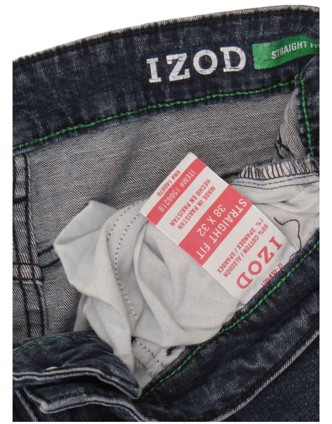 Izod Mens Straight Jeans W38 L32 Blue Cotton