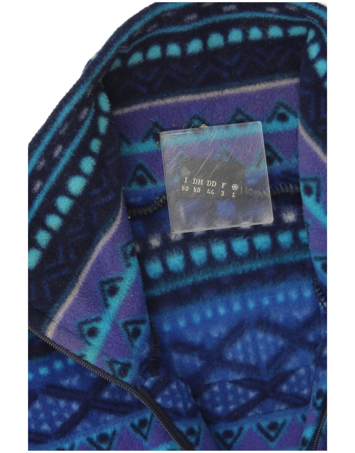 Sportful Mens Zip Neck Fleece Jumper IT 50 Medium Blue Geometric Polyester