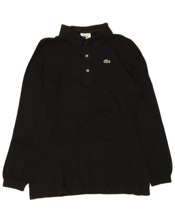 Lacoste Womens Long Sleeve Polo Shirt Size 40 Medium Black Cotton