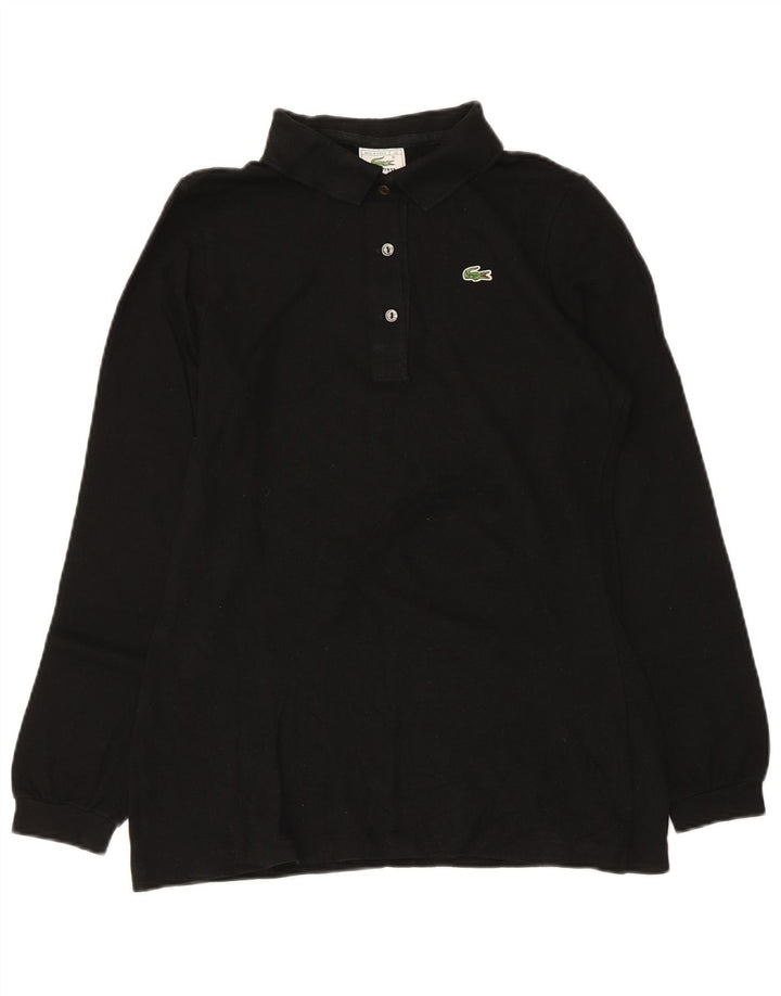 Lacoste Womens Long Sleeve Polo Shirt Size 40 Medium Black Cotton