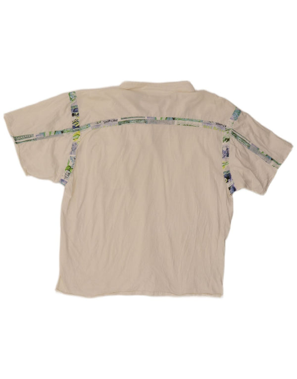 Vintage Mens Zip Neck Graphic T-Shirt Top IT 54 XL White Cotton