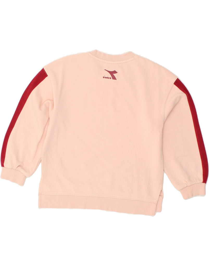 DIADORA Girls Graphic Sweatshirt Jumper 11-12 Years Medium  Pink Cotton | Vintage Diadora | Thrift | Second-Hand Diadora | Used Clothing | Messina Hembry 