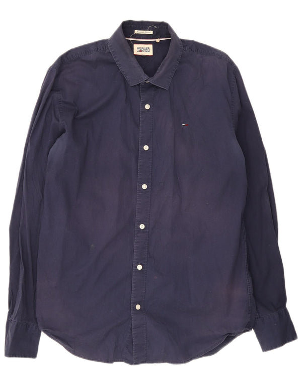 Tommy Hilfiger Mens Shirt XL Navy Blue Cotton