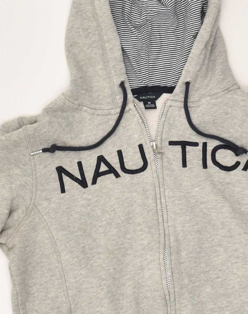 NAUTICA Womens Graphic Zip Hoodie Sweater UK 14 Medium Grey Cotton | Vintage Nautica | Thrift | Second-Hand Nautica | Used Clothing | Messina Hembry 