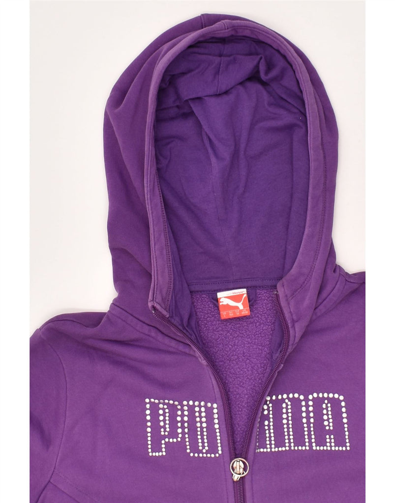 PUMA Girls Graphic Zip Hoodie Sweater 11-12 Years Large Purple | Vintage Puma | Thrift | Second-Hand Puma | Used Clothing | Messina Hembry 