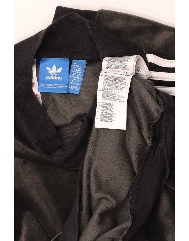 Adidas Boys Velour Sweatshirt Jumper 13-14 Years Grey Polyester