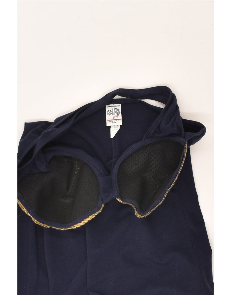 VINTAGE Womens Slim Halter Top IT 46 Large Navy Blue Cotton | Vintage Vintage | Thrift | Second-Hand Vintage | Used Clothing | Messina Hembry 