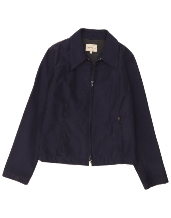 Calvin Klein Jeans Womens Bomber Jacket UK 6 XS Navy Blue Cotton