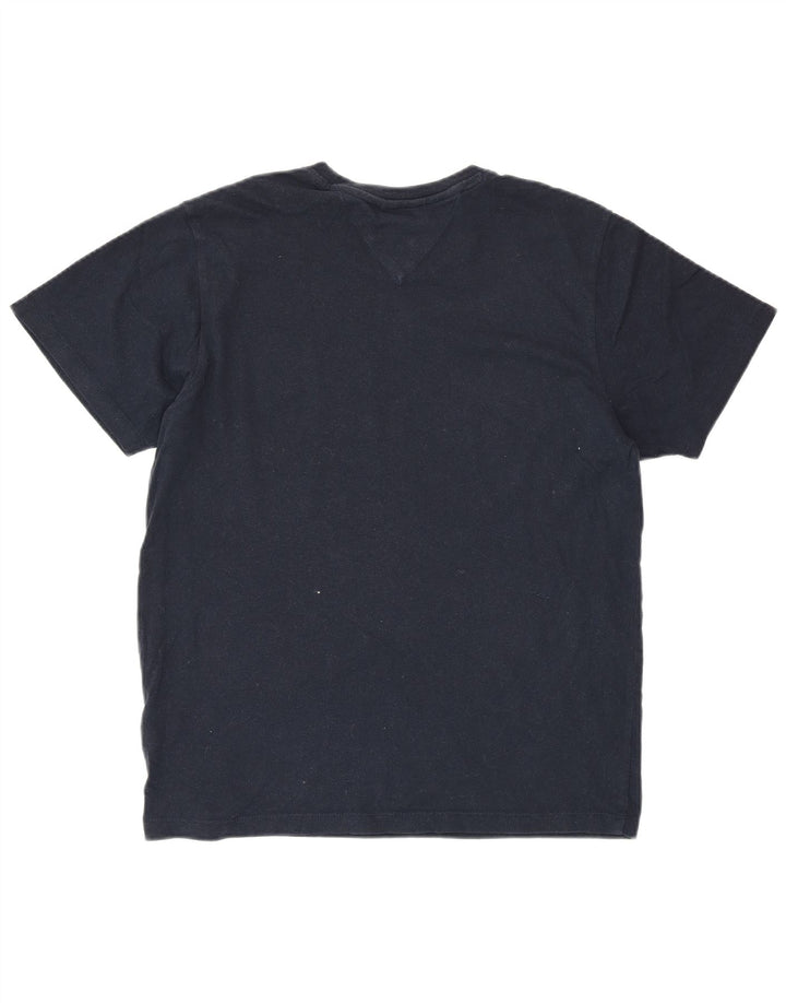 TOMMY HILFIGER Womens Graphic T-Shirt Top UK 14 Medium Navy Blue Cotton