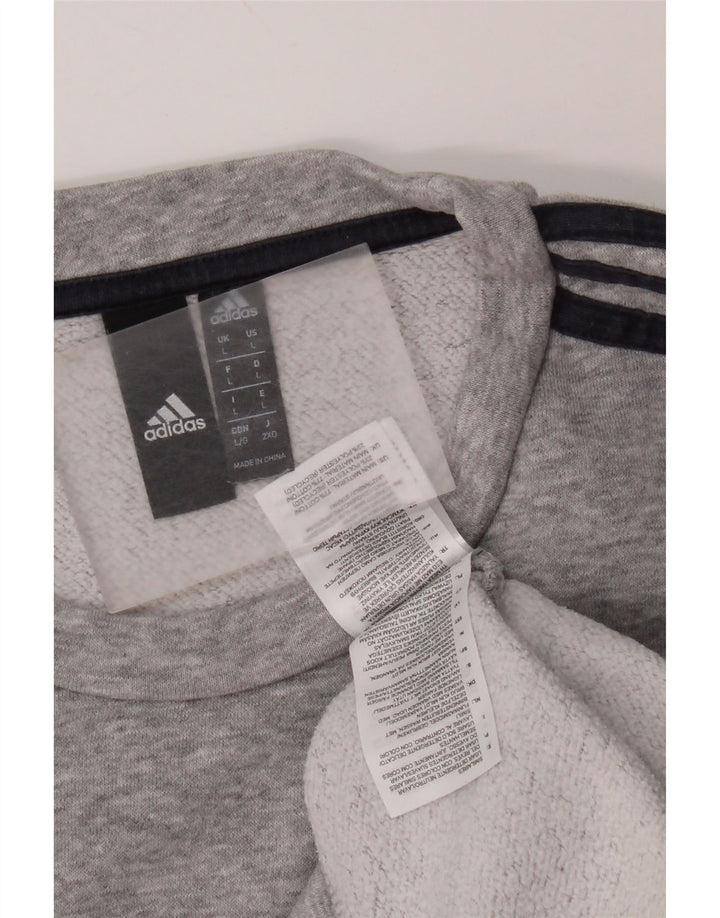 Adidas Mens Sweatshirt Jumper Large Grey Flecked Cotton