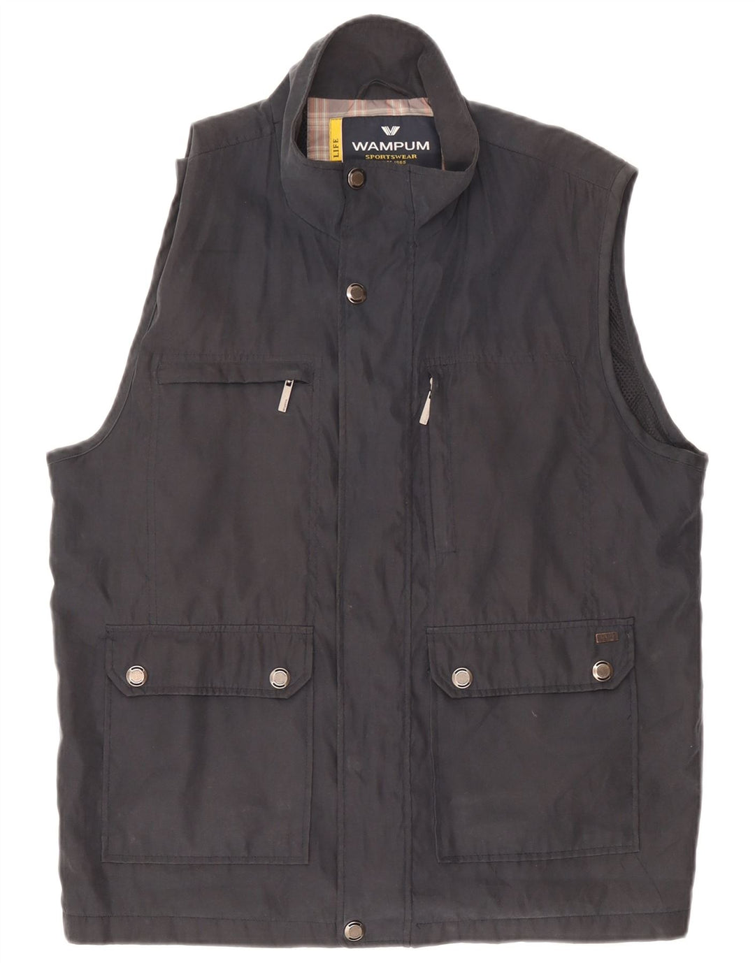 Wampum Mens Utility Gilet UK 42 XL Black Polyester