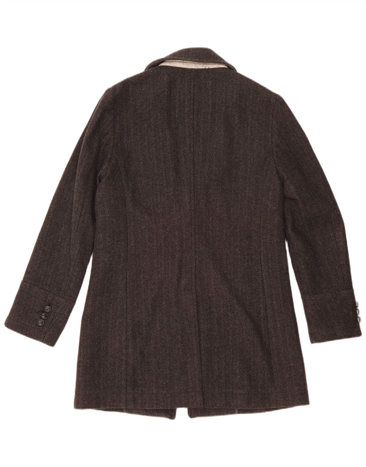 Superdry Mens Overcoat XS Grey Herringbone Wool