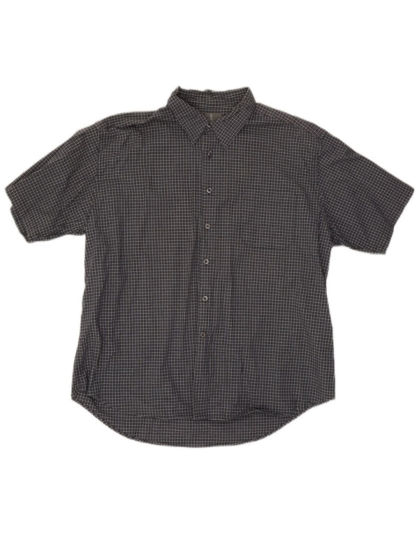 Dockers Mens Short Sleeve Shirt 2XL Black Check Cotton