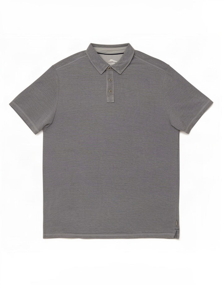 Tommy Bahama Mens Polo Shirt Large Grey Lyocell