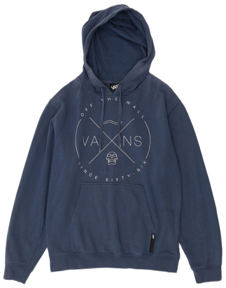 Vans Mens Graphic Hoodie Jumper Medium Blue Cotton