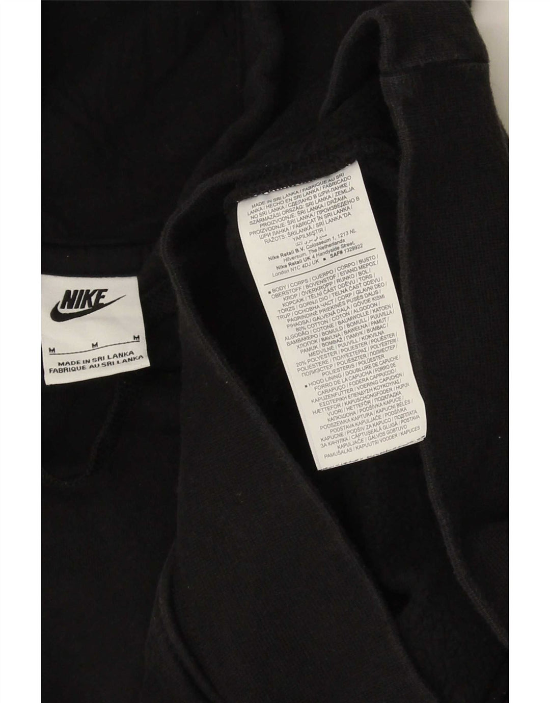 Nike Mens Hoodie Jumper Medium Black Cotton