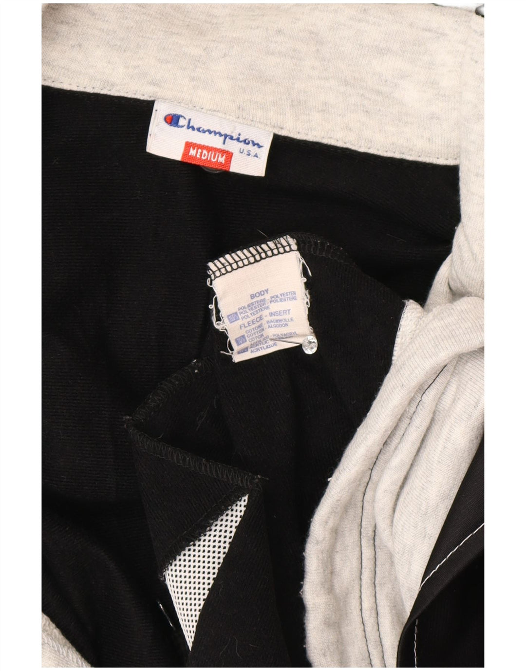 Champion Mens Graphic Hooded Tracksuit Top Jacket Medium Black Colourblock
