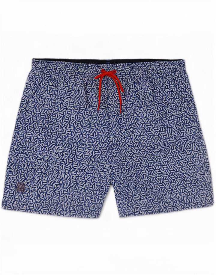 Marks & Spencer Mens Swimming Shorts Large Blue Geometric Polyester