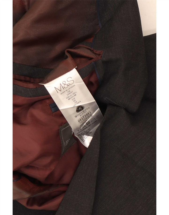 Marks & Spencer Mens 2 Button Blazer Jacket UK 40 Medium Grey Wool