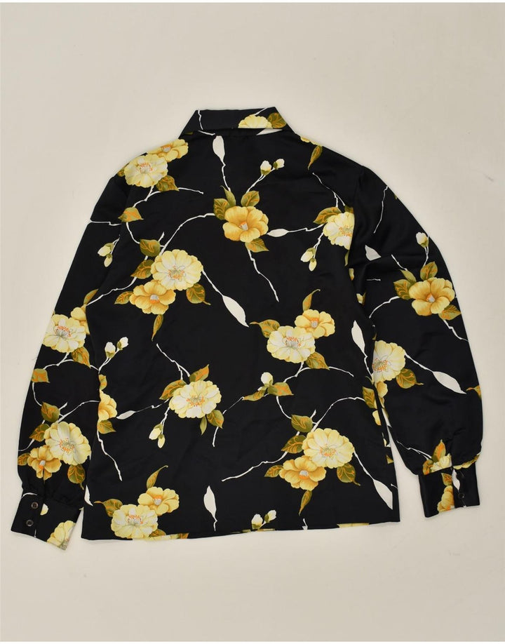VINTAGE Womens Shirt UK 12 Medium Black Floral
