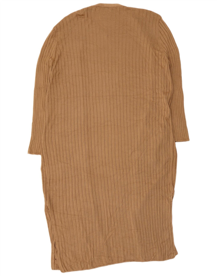 Marks & Spencer Womens Longline Cardigan Sweater UK 16 Large Brown