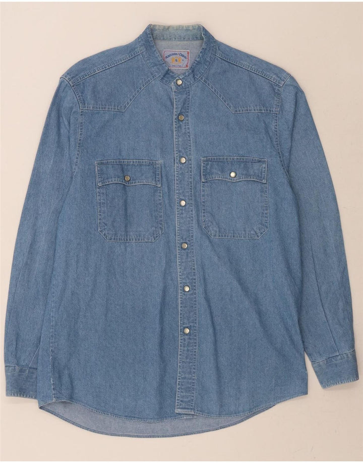 AZZURRA Mens Denim Shirt Medium Blue Vintage Azzurra and Second-Hand Azzurra from Messina Hembry 