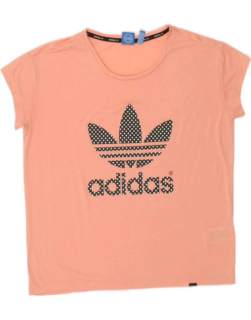 ADIDAS Womens Graphic T-Shirt Top UK 14 Large Pink Polyester Vintage Adidas and Second-Hand Adidas from Messina Hembry 