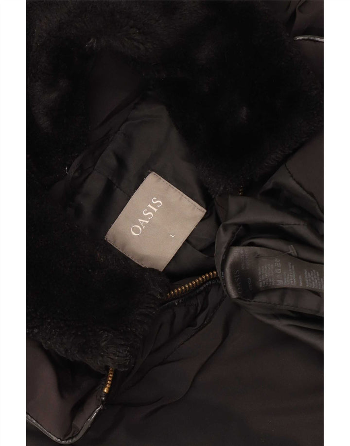 Oasis Womens Hooded Oversized Padded Coat UK 16 Large Black Polyester