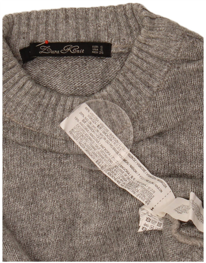 Zara Womens Crew Neck Jumper Sweater UK 10 Small Grey Viscose