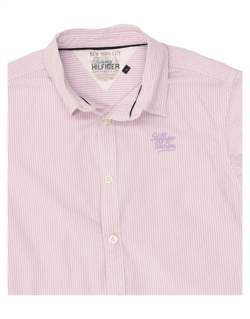 TOMMY HILFIGER Boys Shirt 7-8 Years Pink Pinstripe Cotton | Vintage Tommy Hilfiger | Thrift | Second-Hand Tommy Hilfiger | Used Clothing | Messina Hembry 